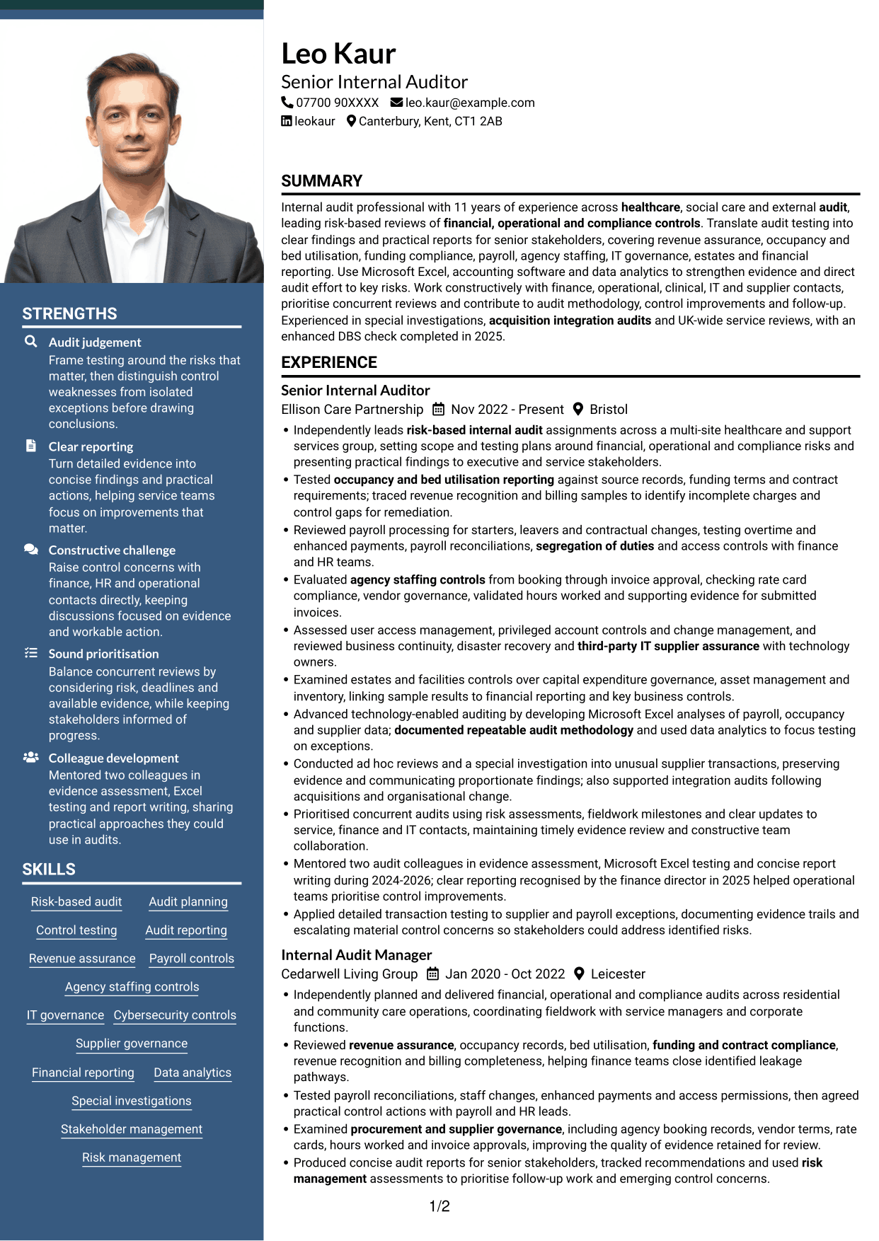 CV example — page 1
