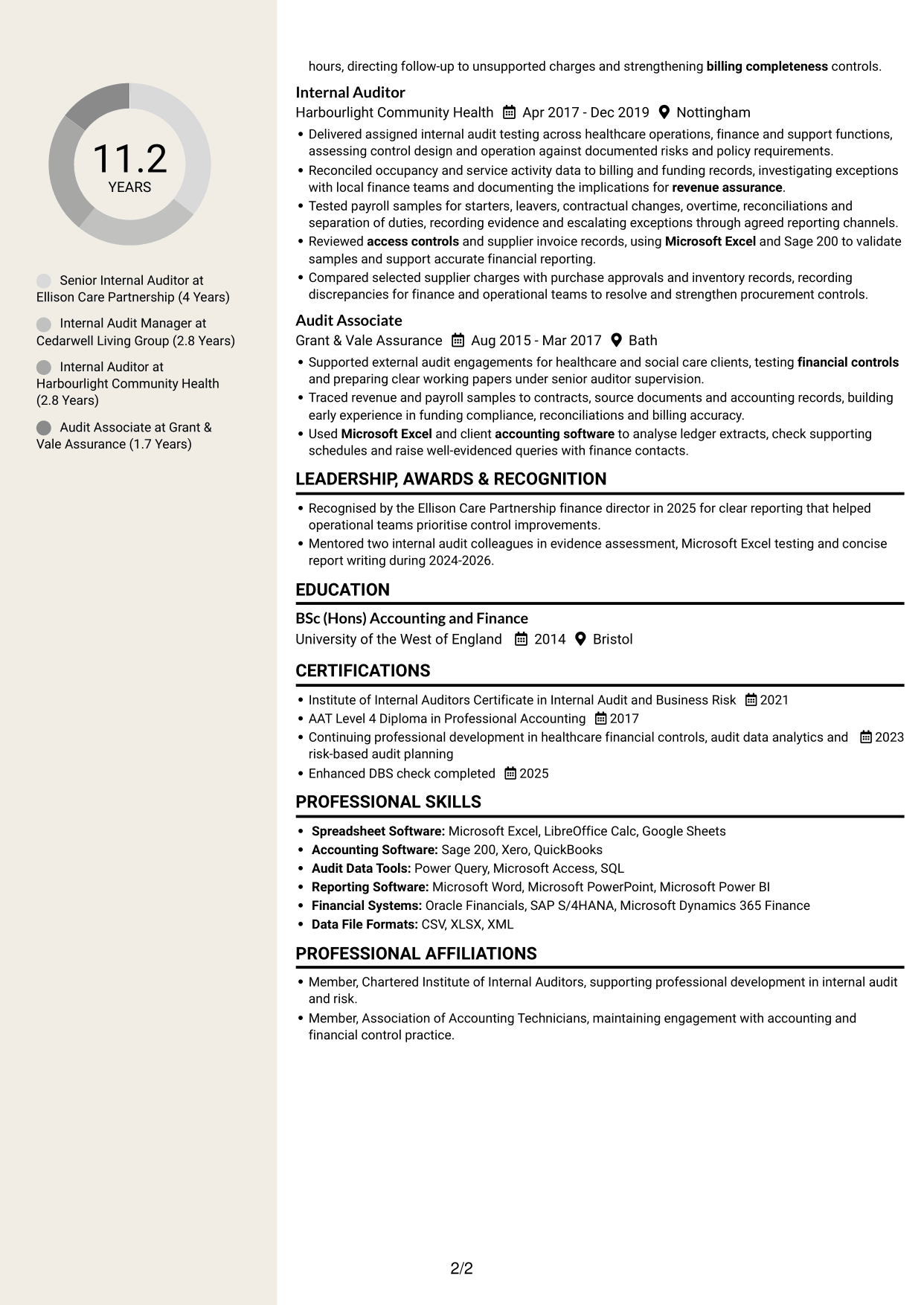 CV example — page 2