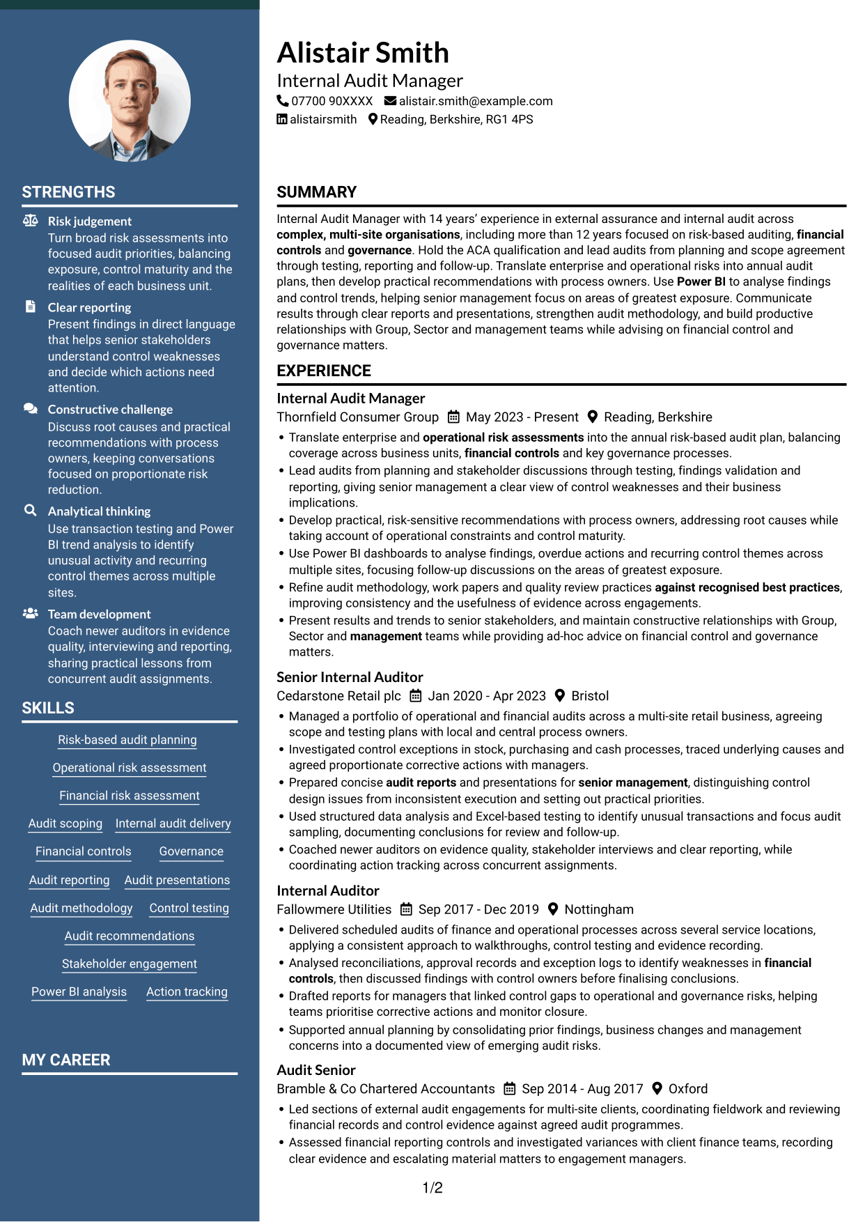 CV example — page 1