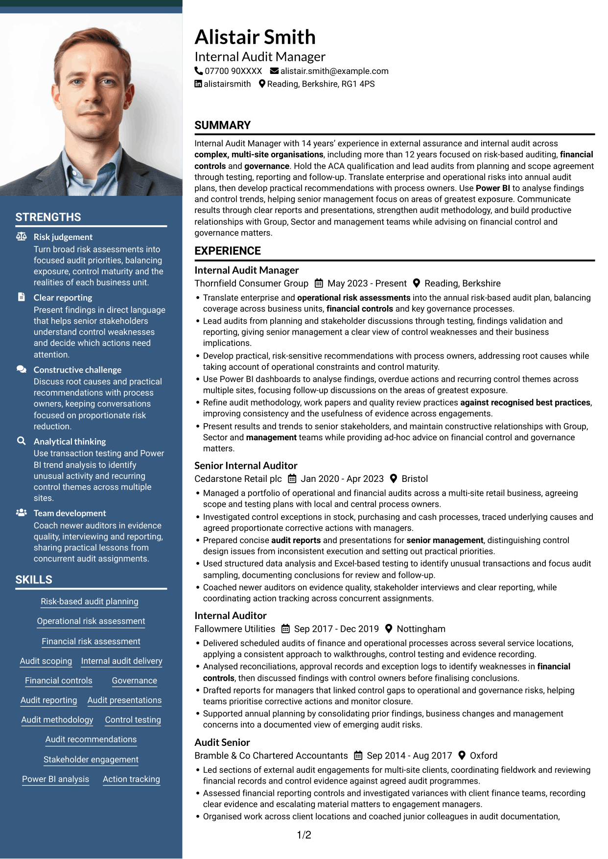 CV example — page 1