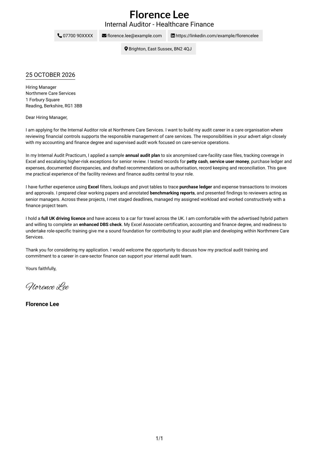 Cover letter example — page 1