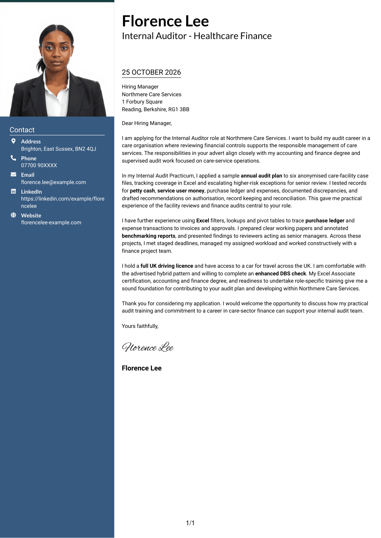Cover letter example — page 1