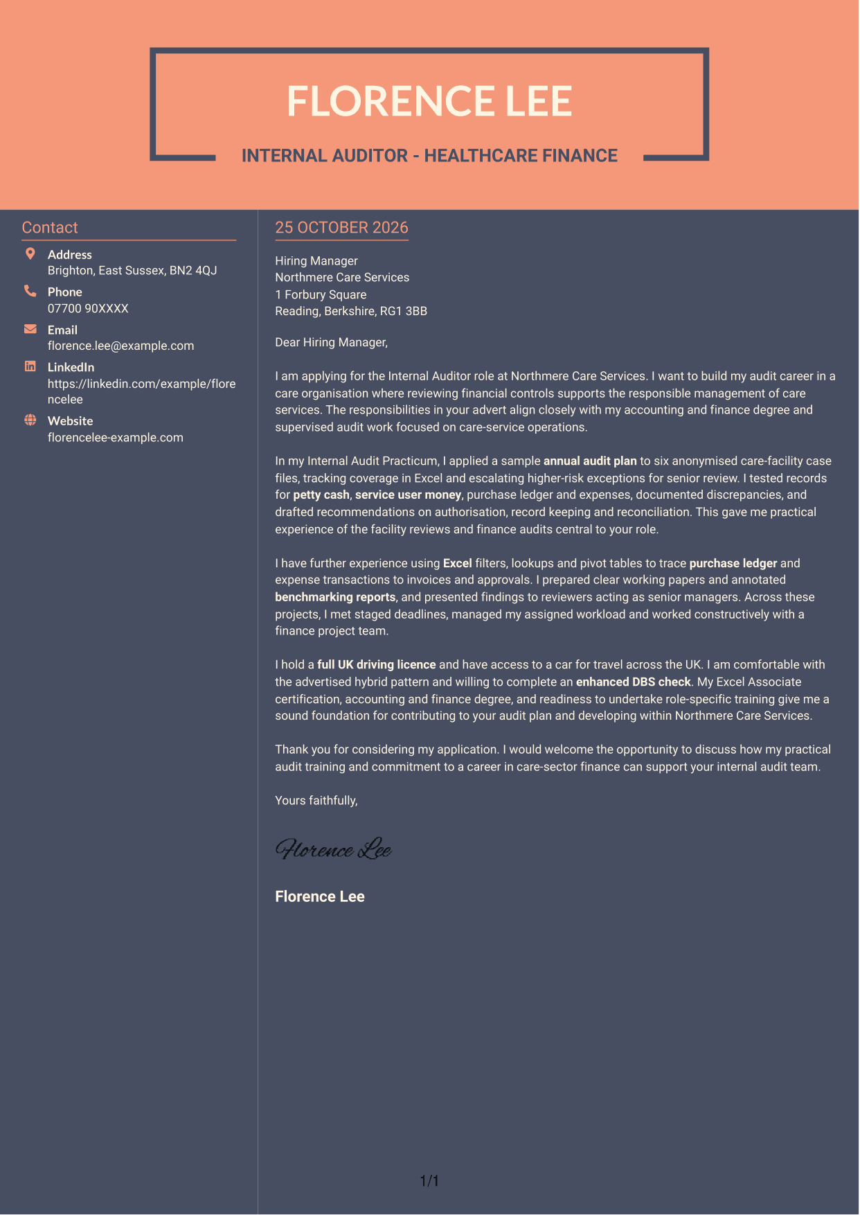 Cover letter example — page 1