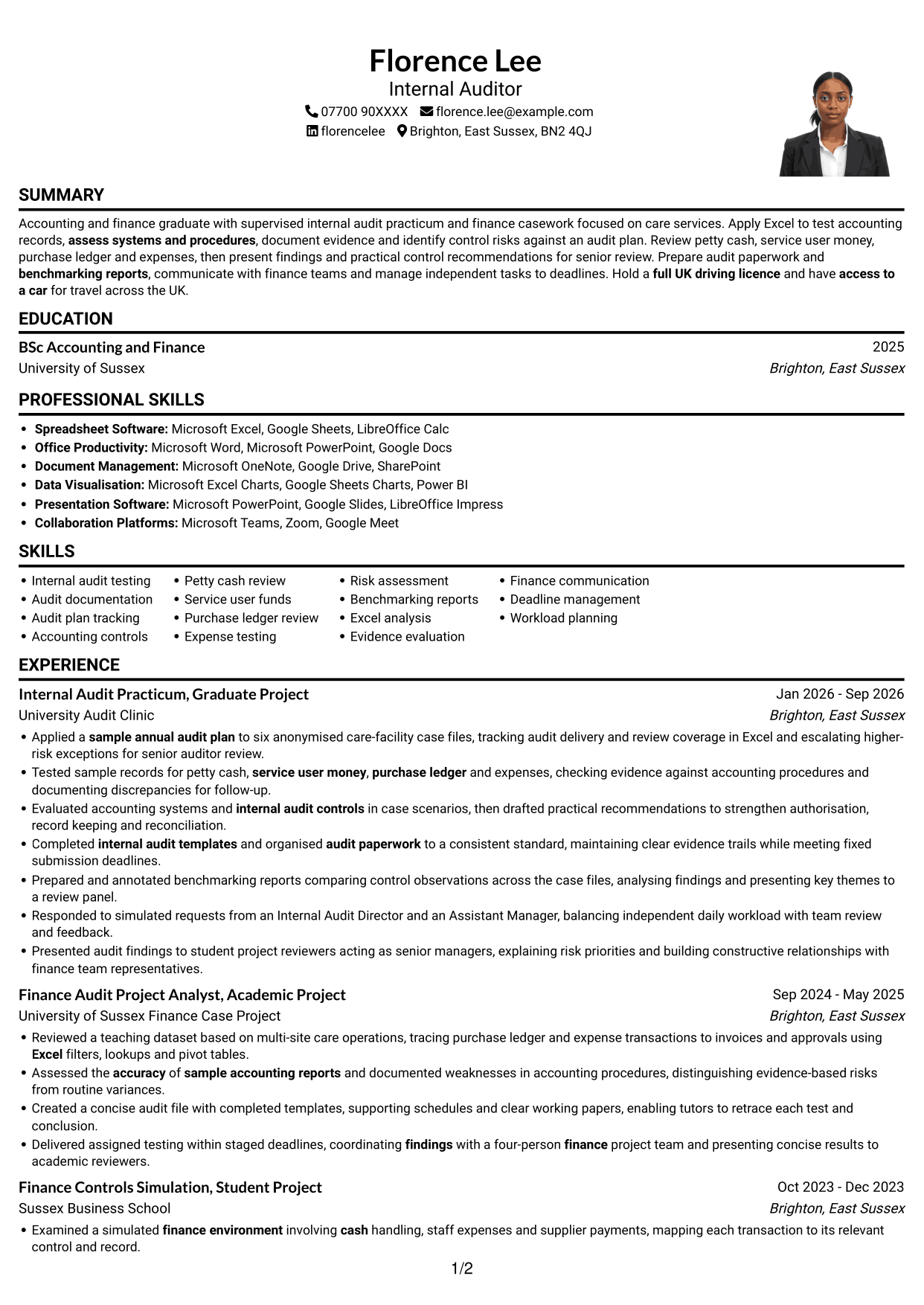CV example — page 1