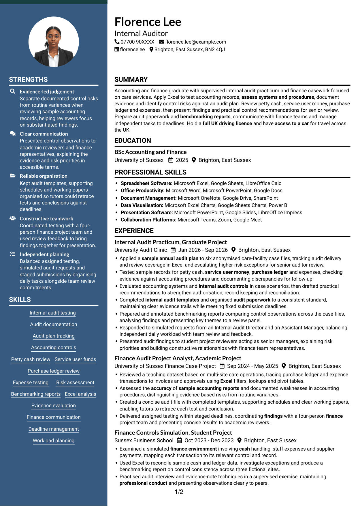 CV example — page 1