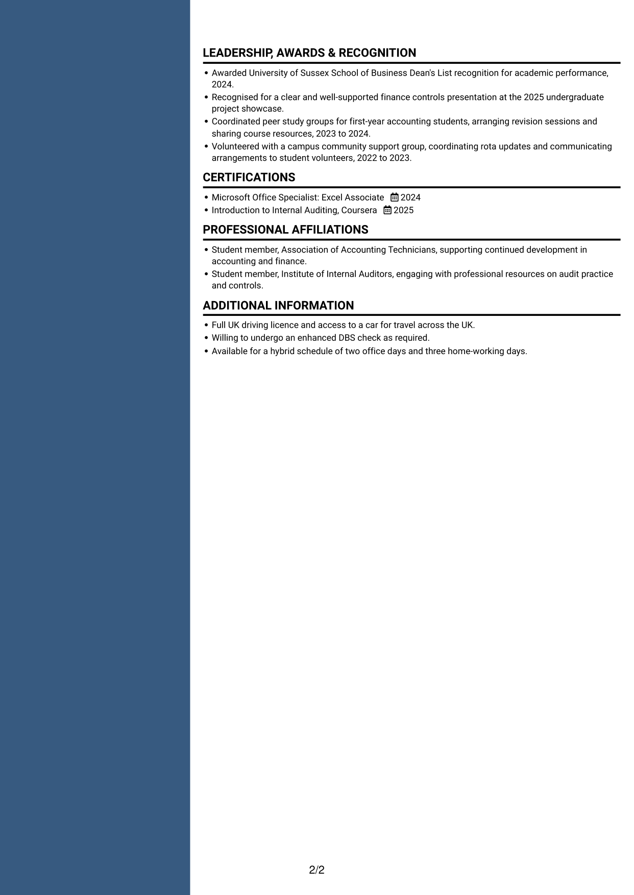 CV example — page 2