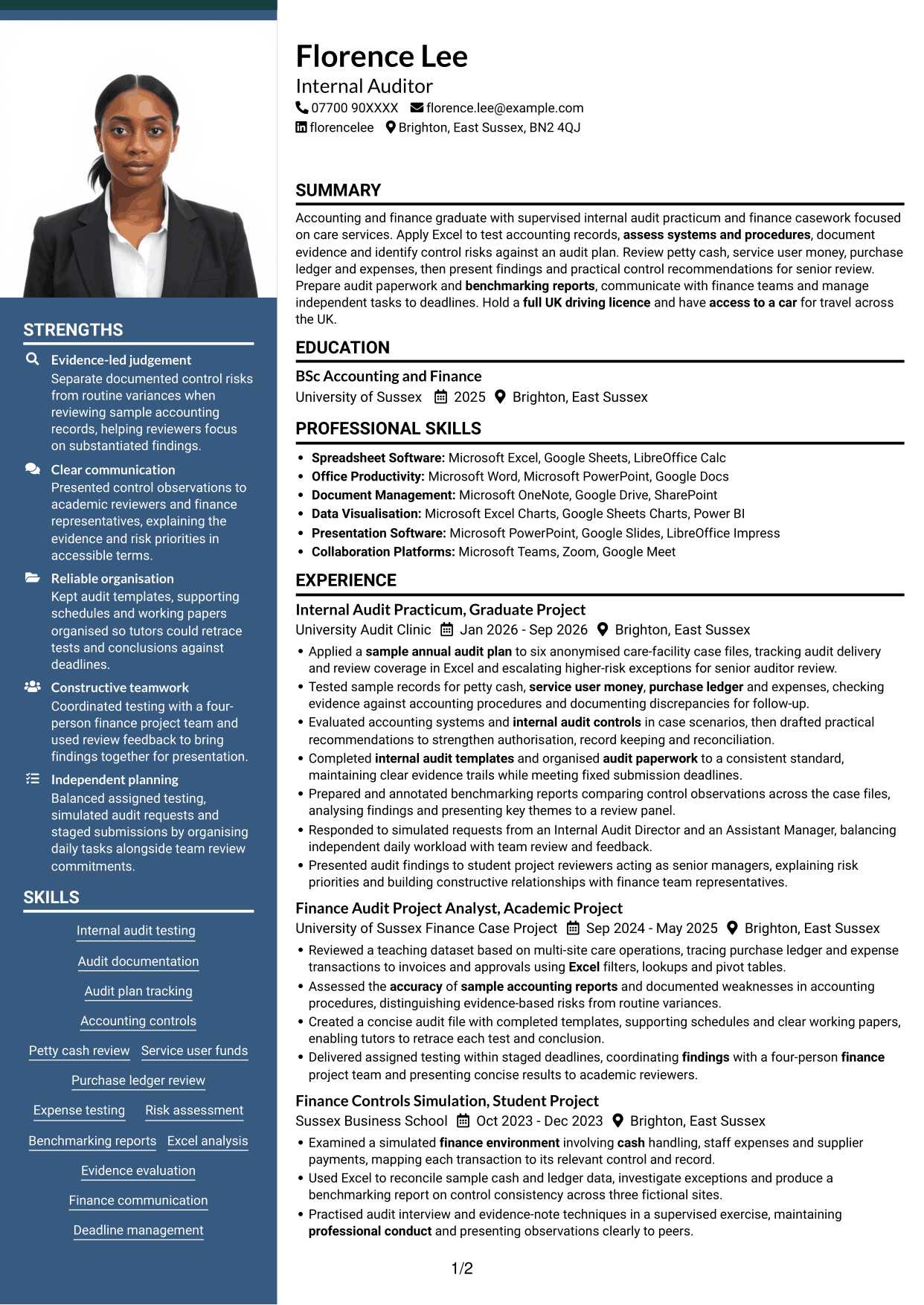 CV example — page 1