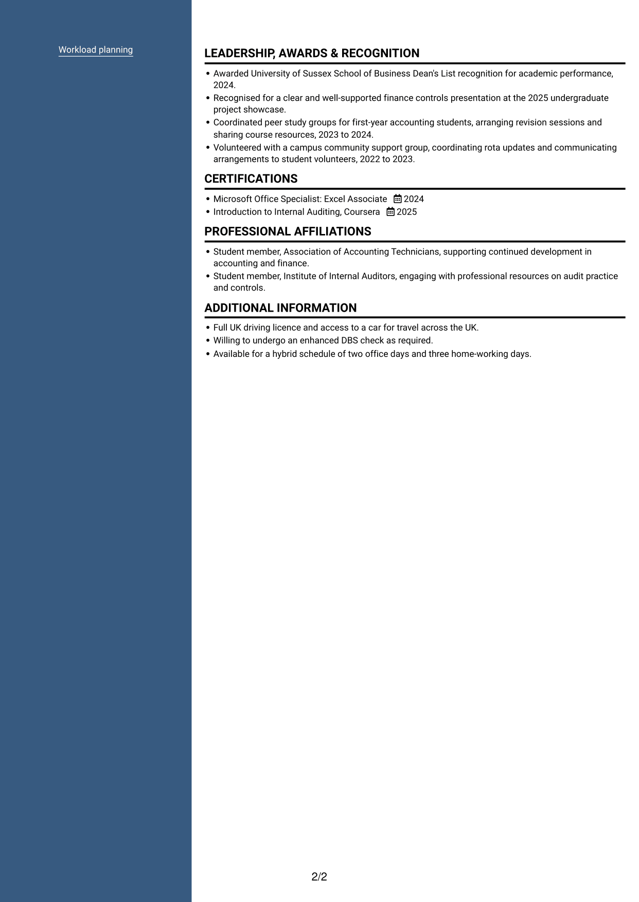 CV example — page 2
