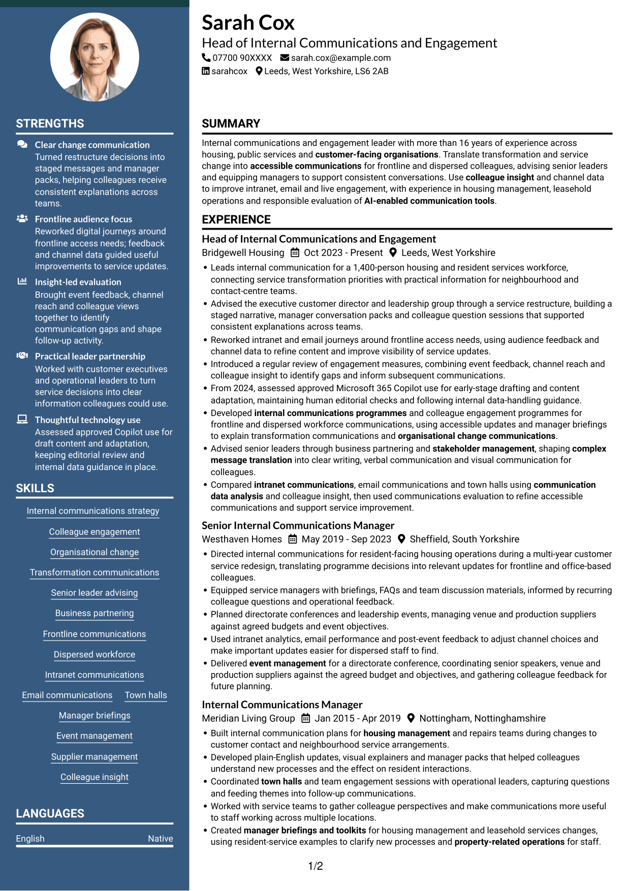 CV example — page 1