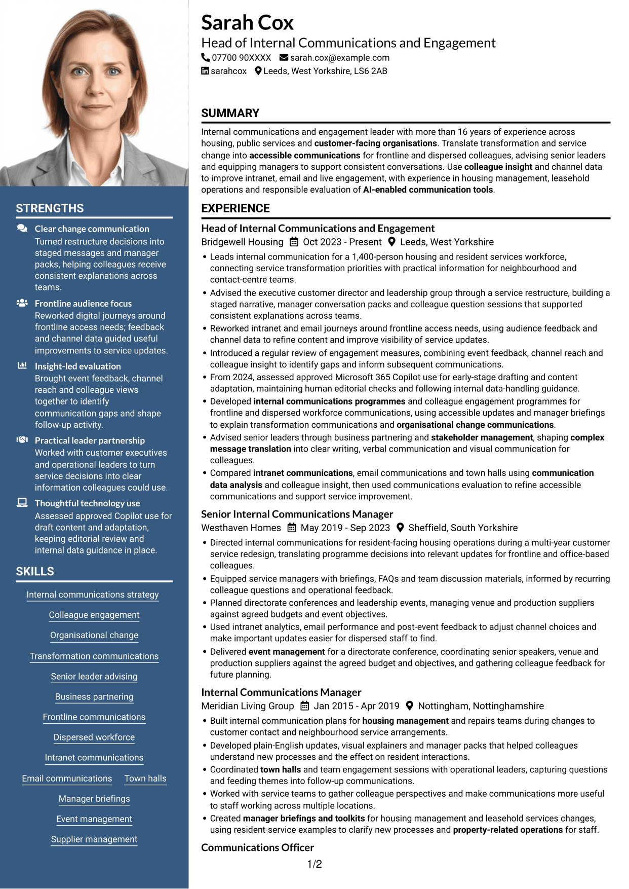 CV example — page 1