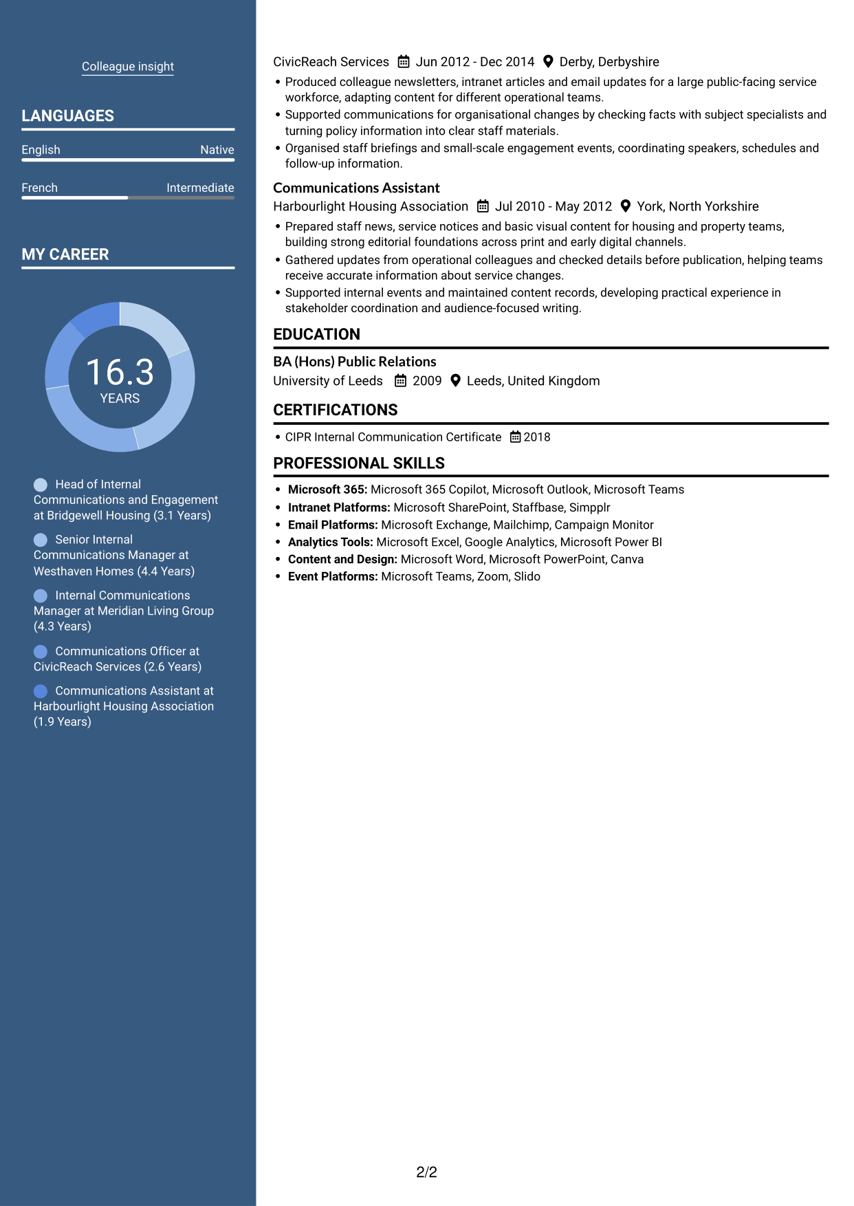 CV example — page 2