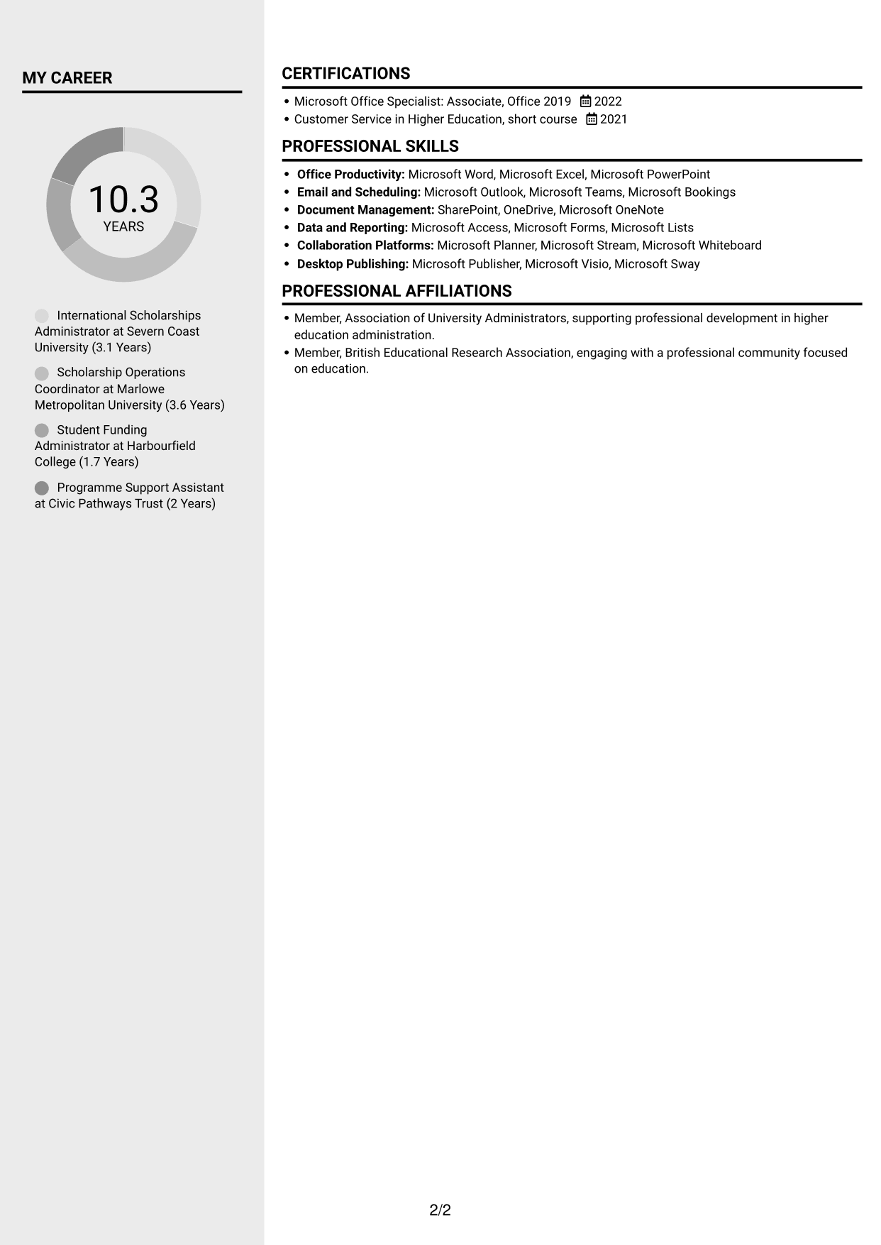 CV example — page 2