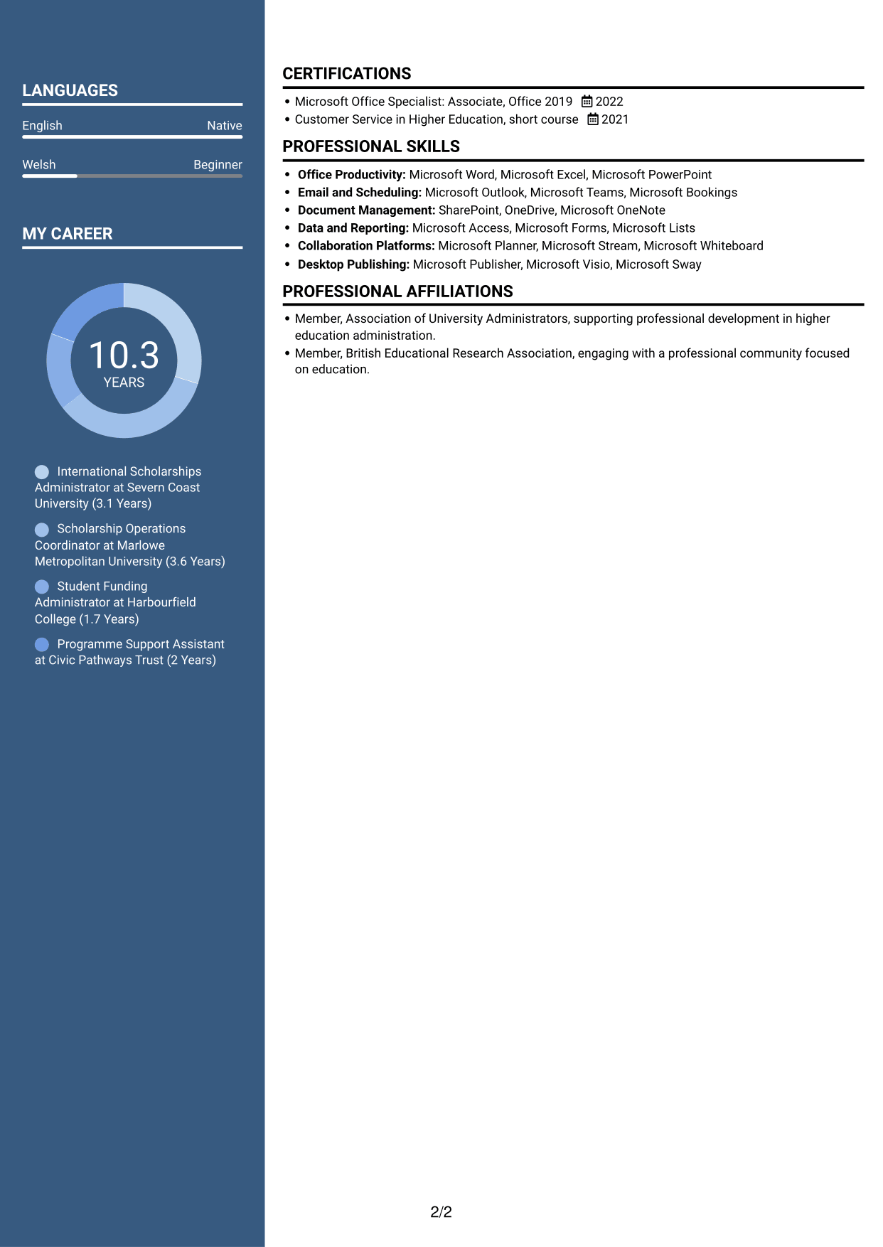 CV example — page 2