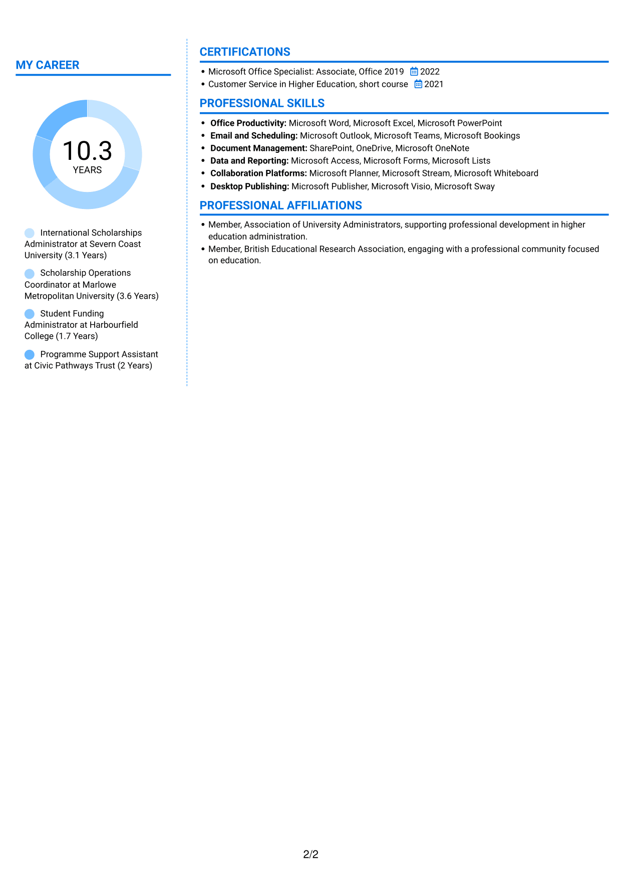 CV example — page 2