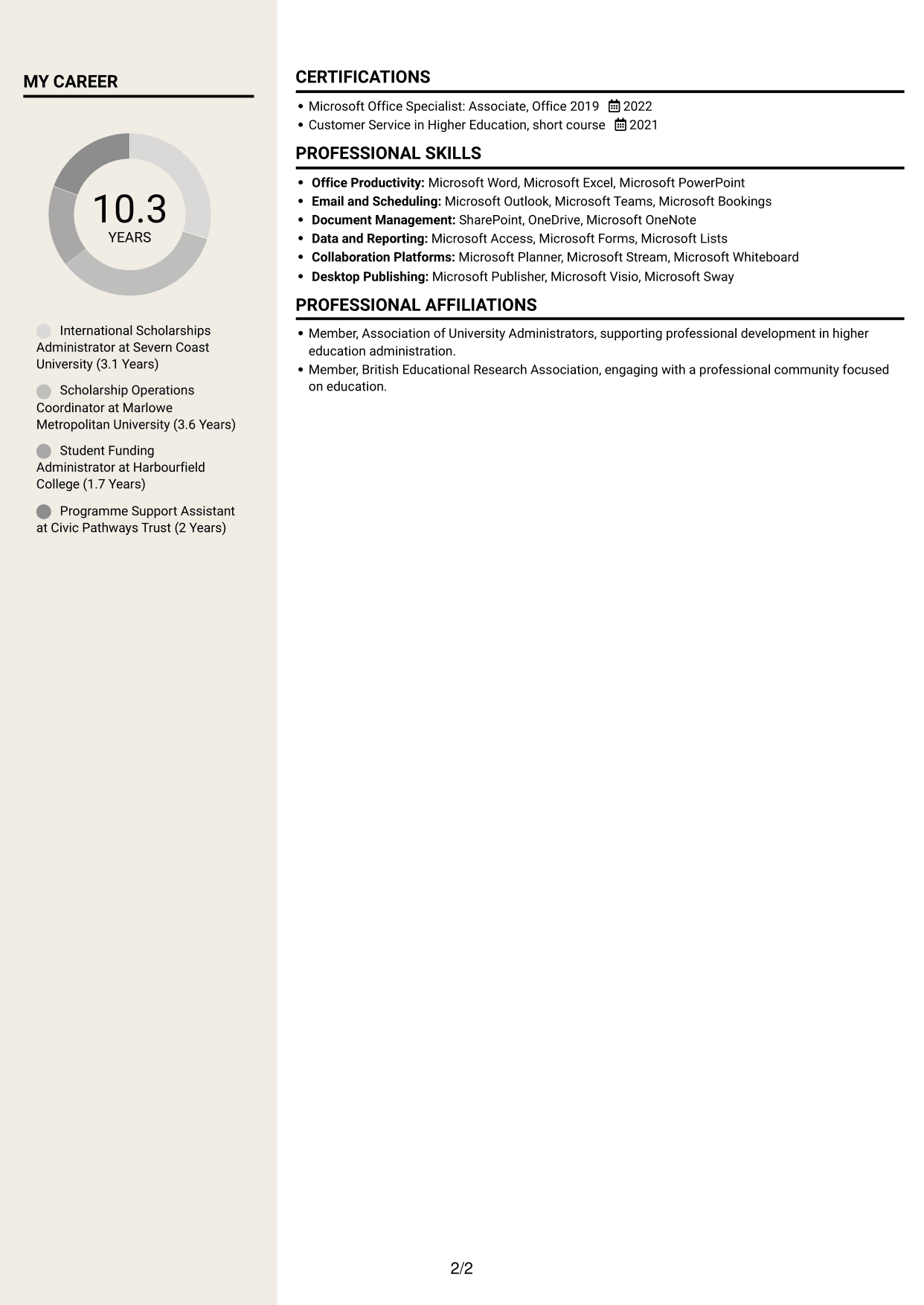 CV example — page 2