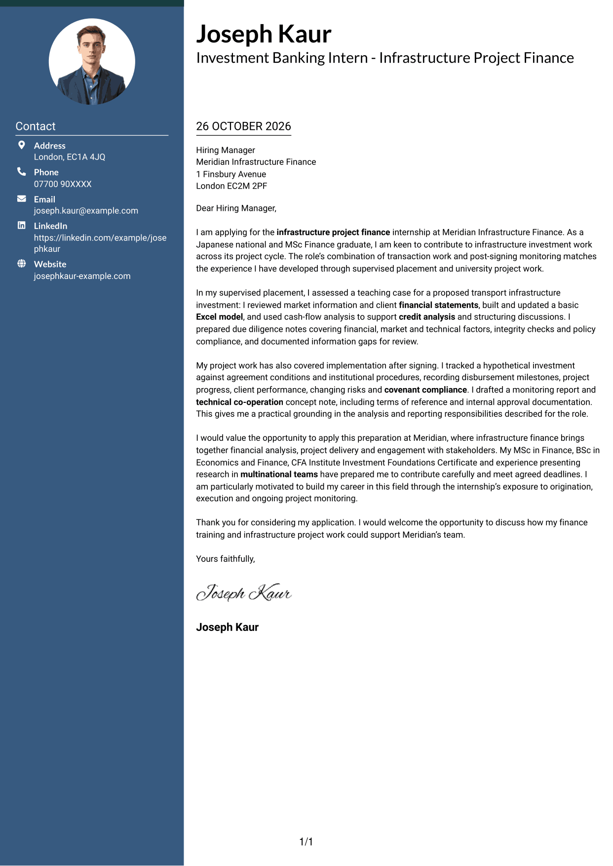 Cover letter example — page 1