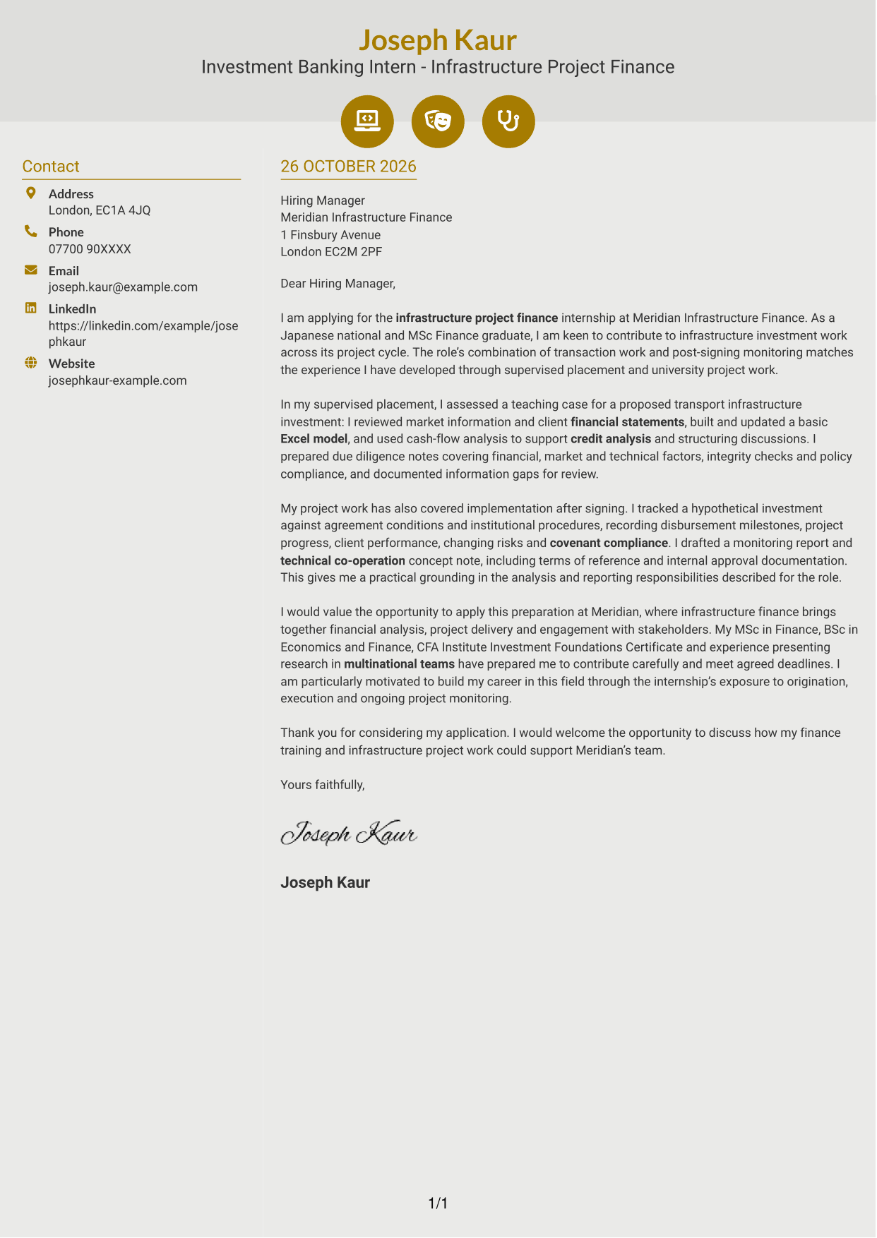 Cover letter example — page 1