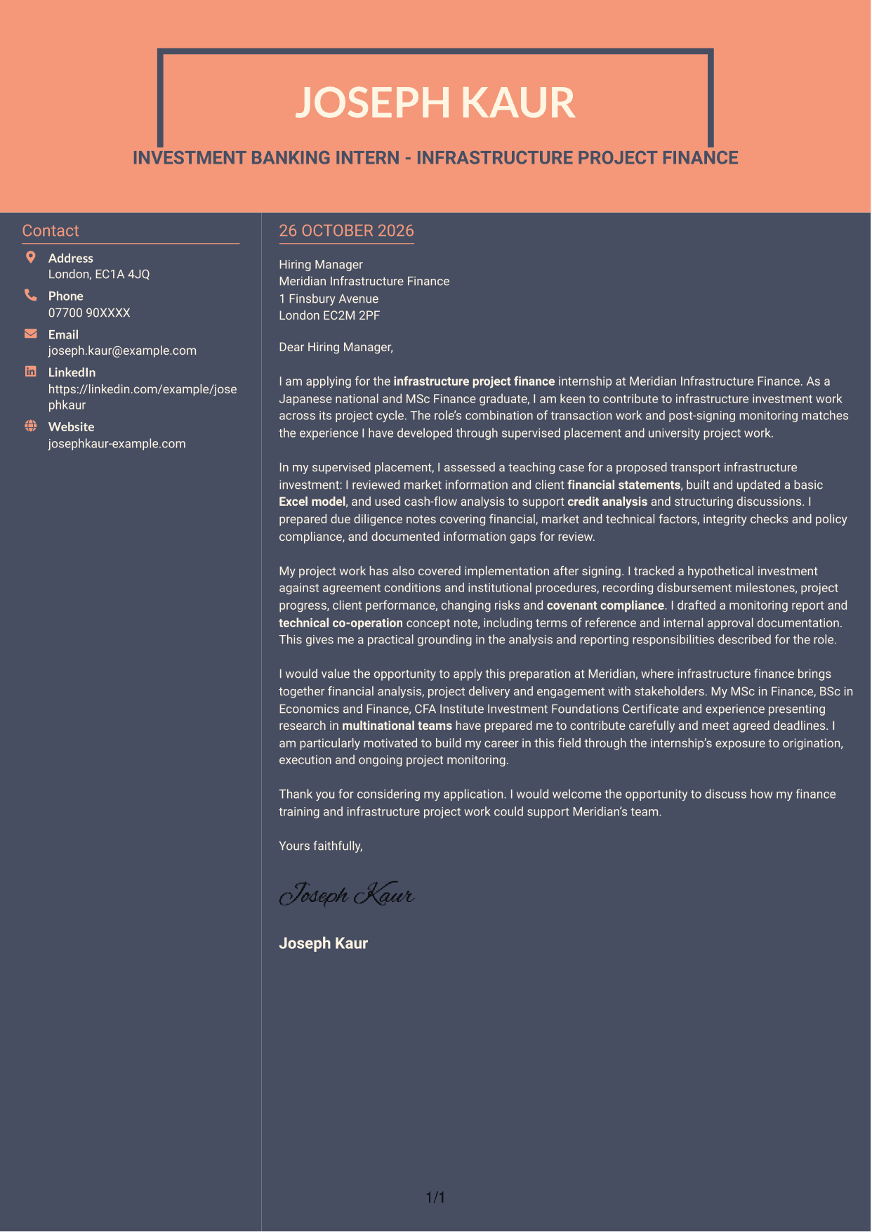 Cover letter example — page 1
