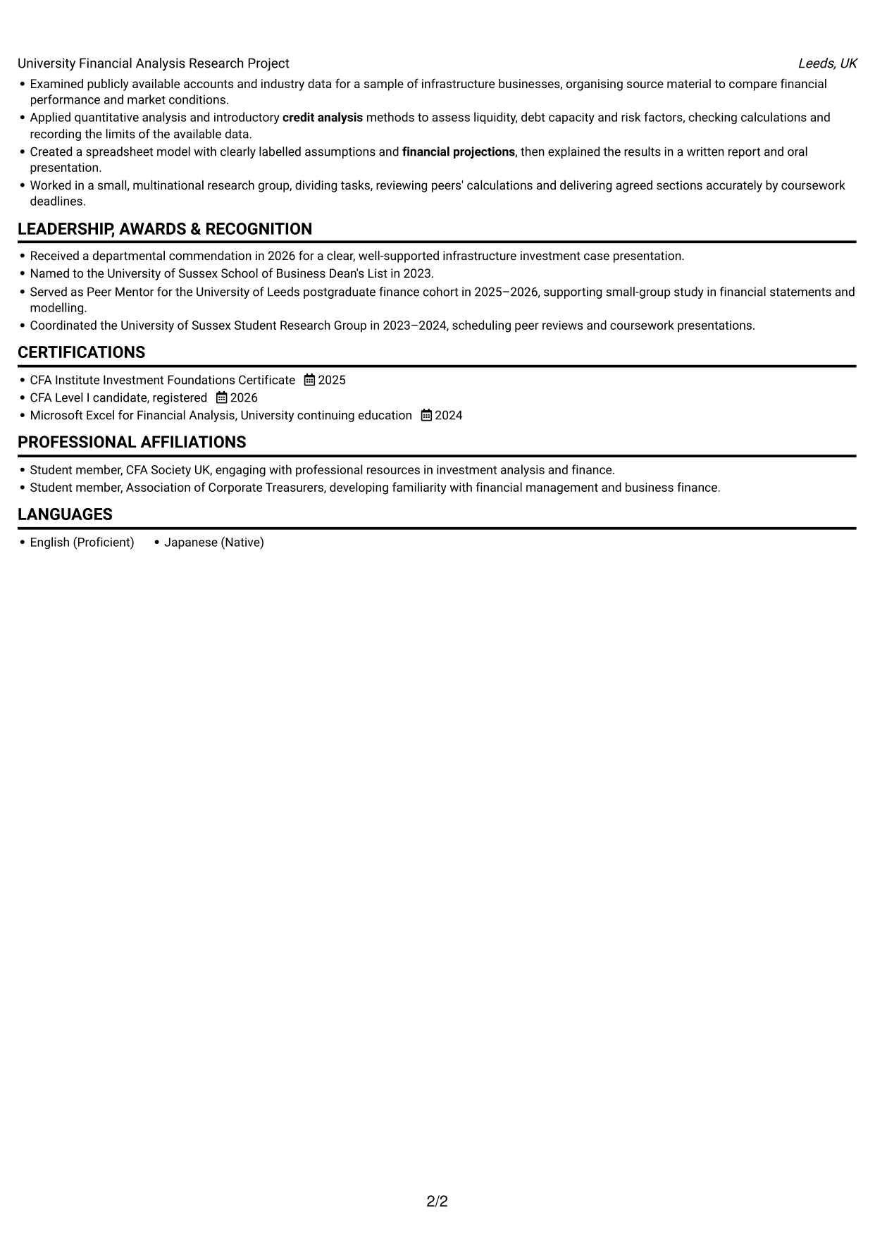 CV example — page 2