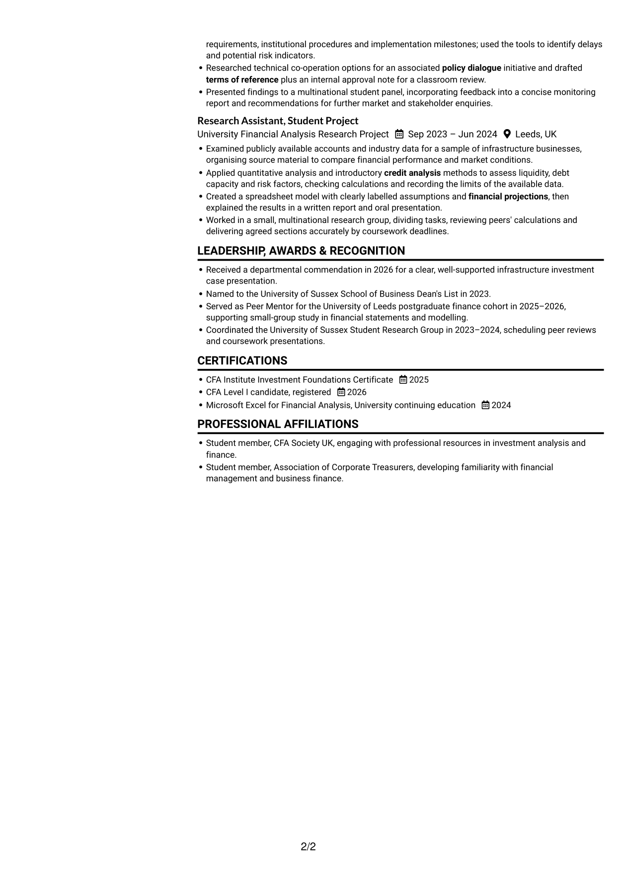 CV example — page 2