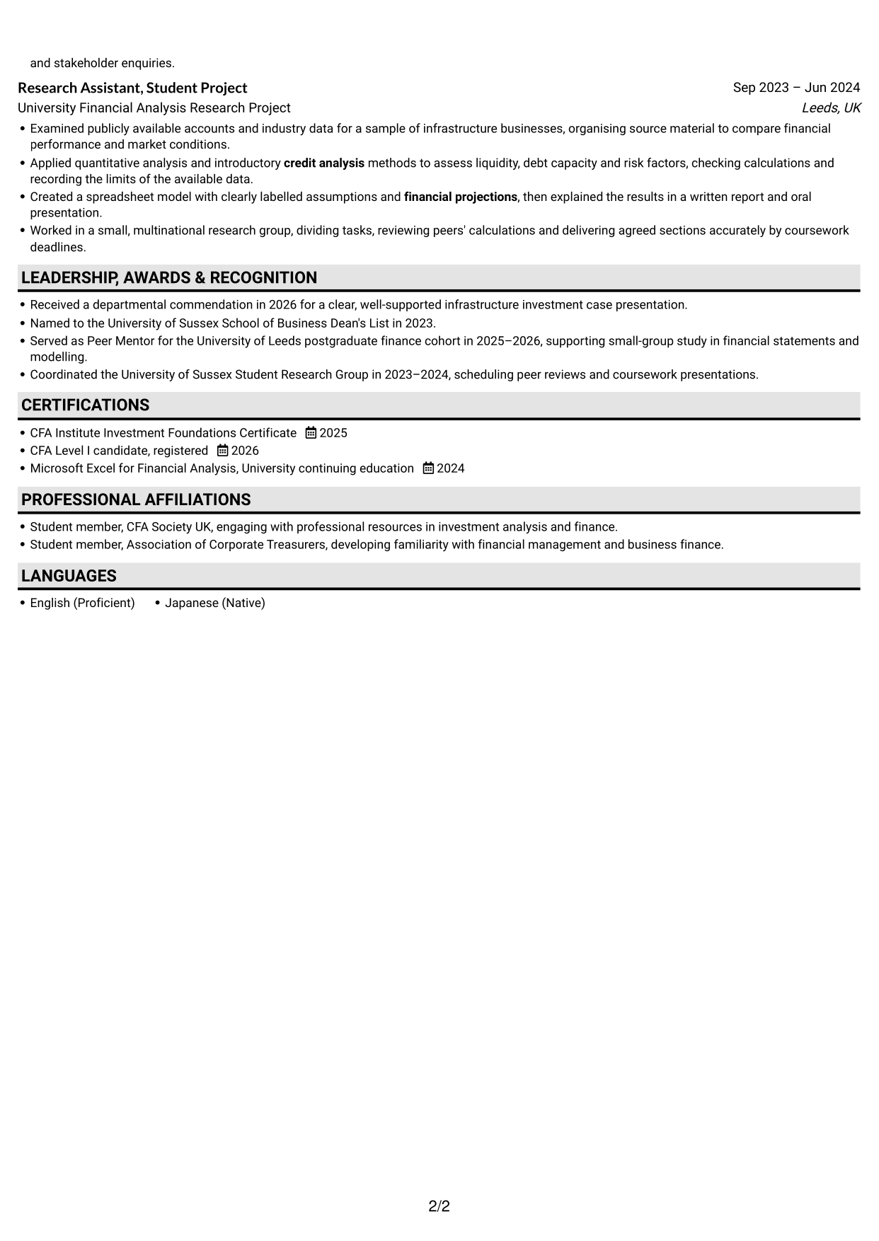 CV example — page 2