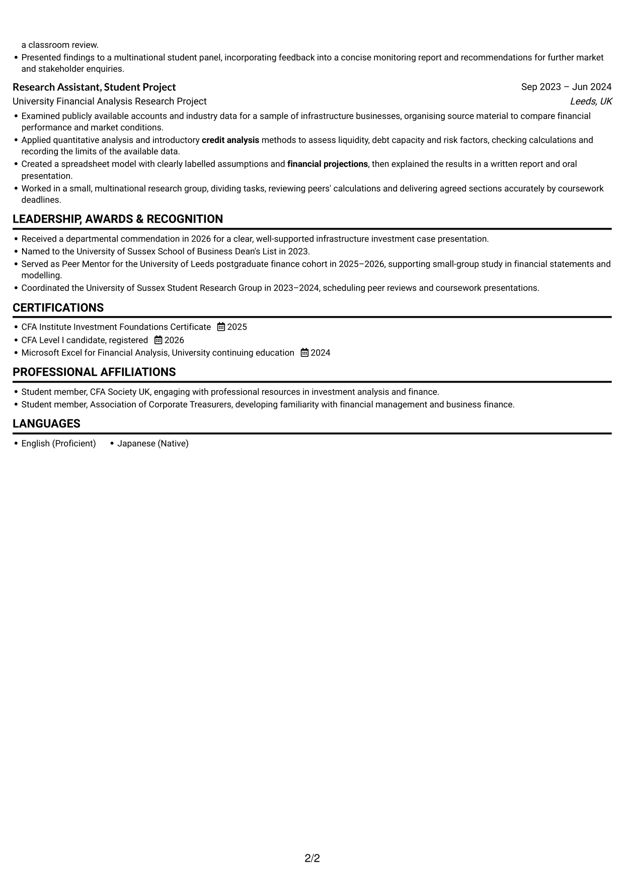 CV example — page 2
