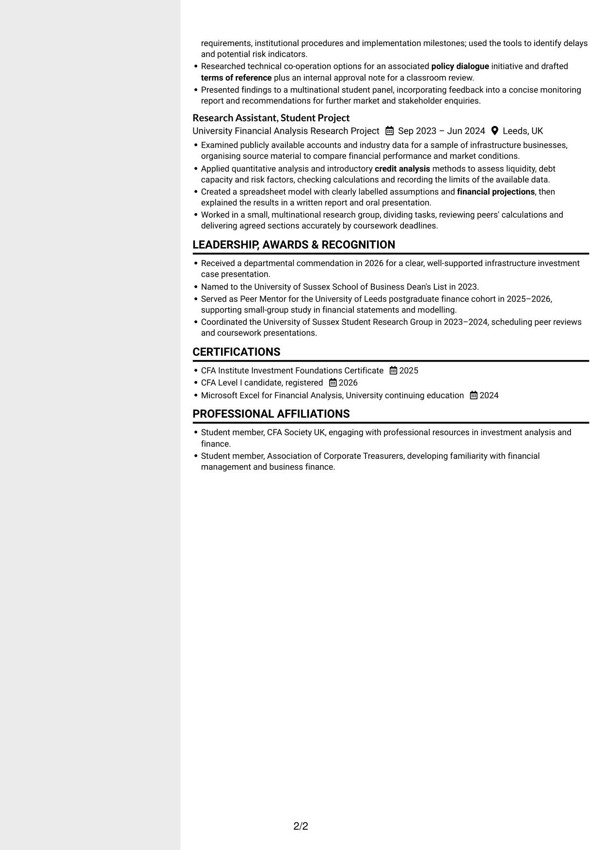 CV example — page 2