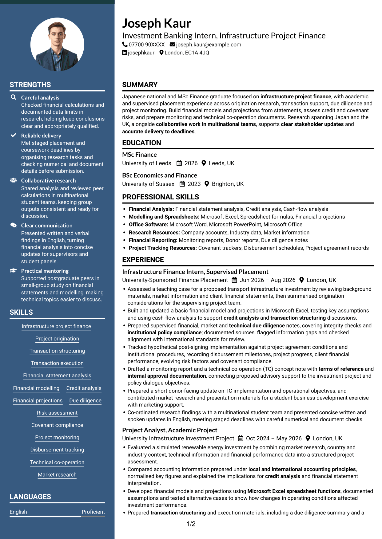 CV example — page 1