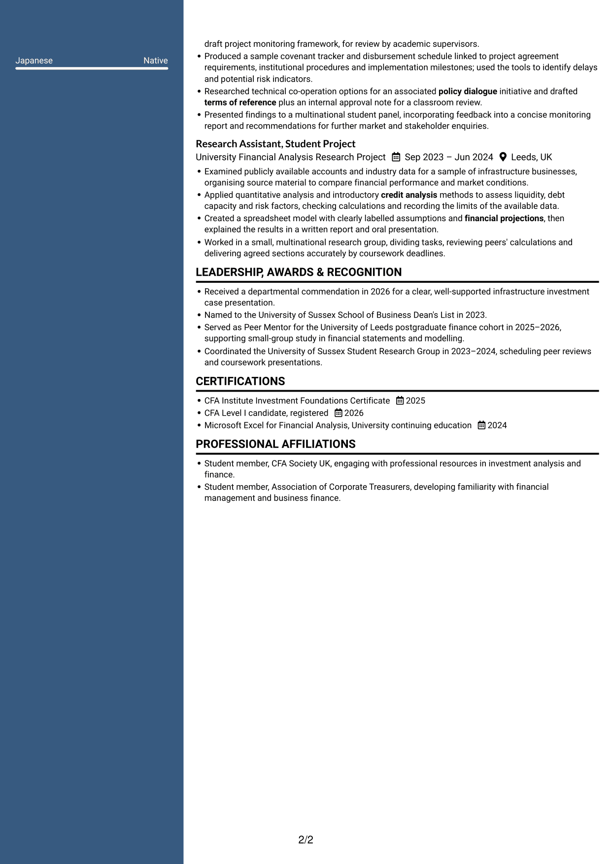 CV example — page 2