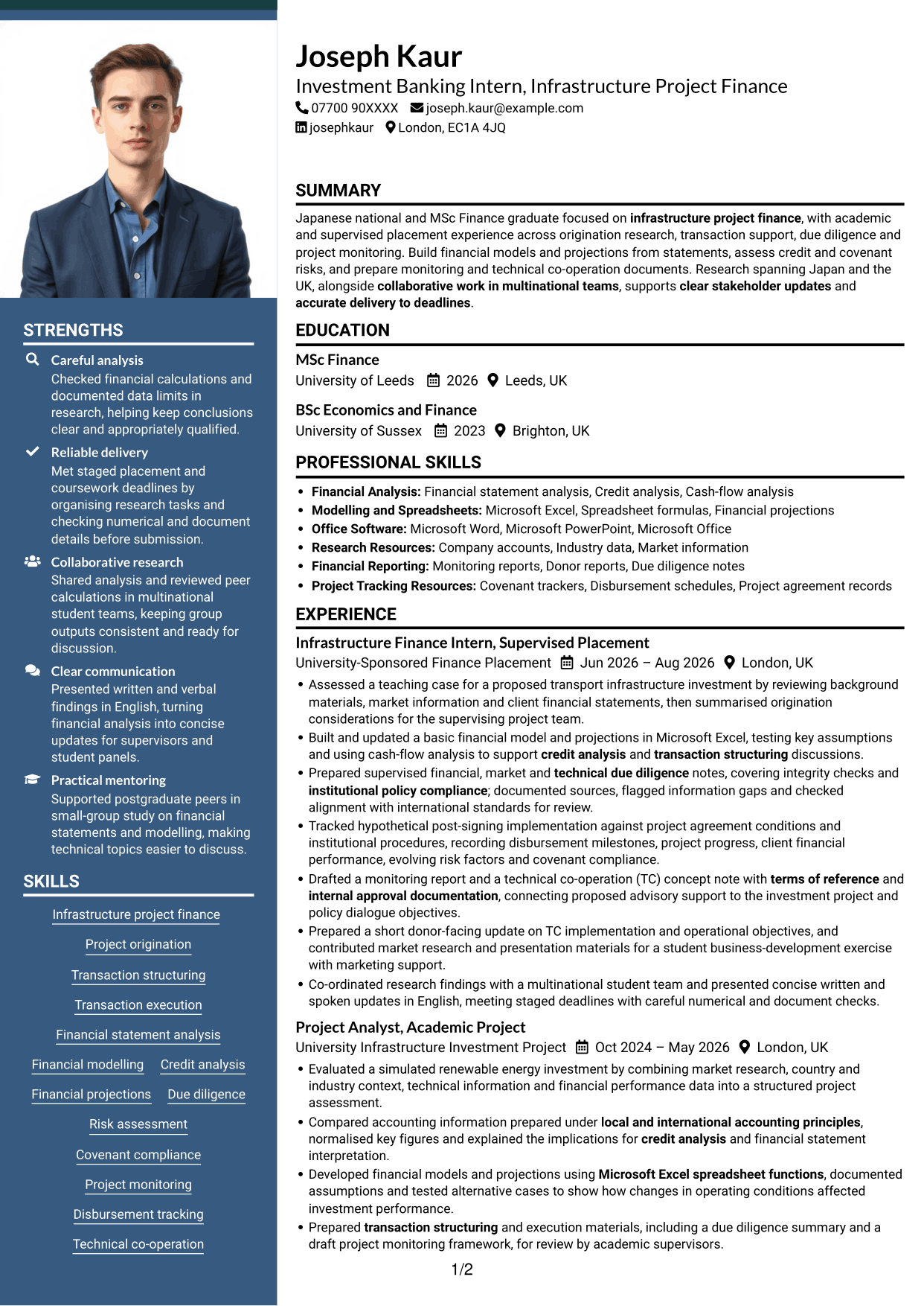 CV example — page 1