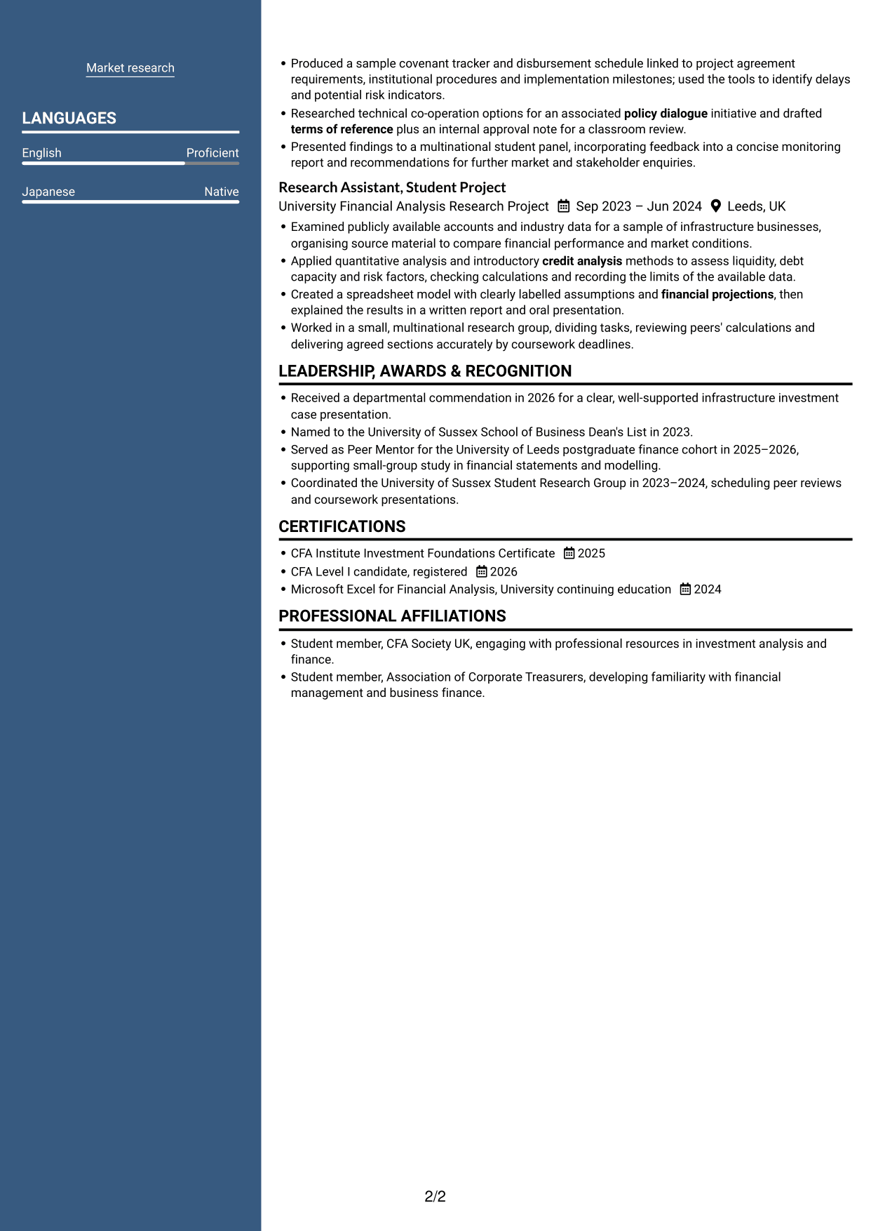 CV example — page 2