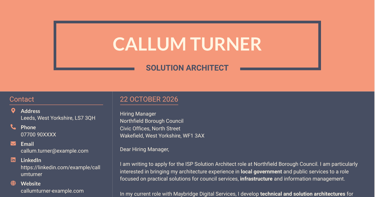 7 ISP Solution Architect - IT Infrastructure and Service Management Cover Letter Templates with Example
