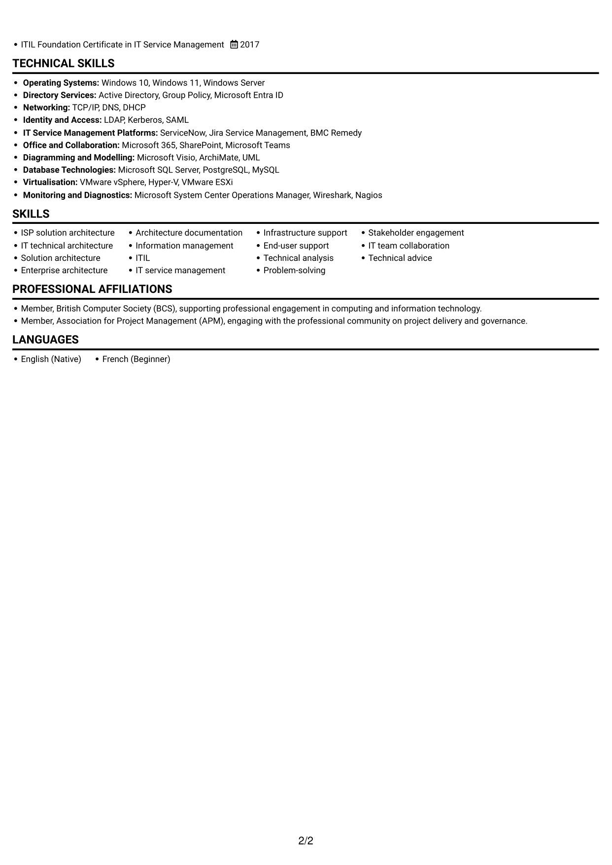 CV example — page 2