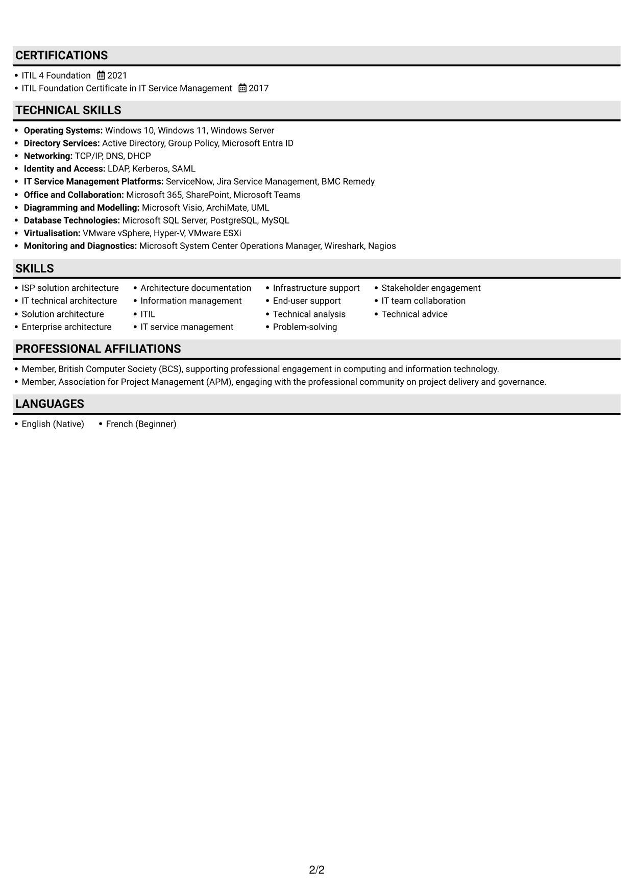 CV example — page 2