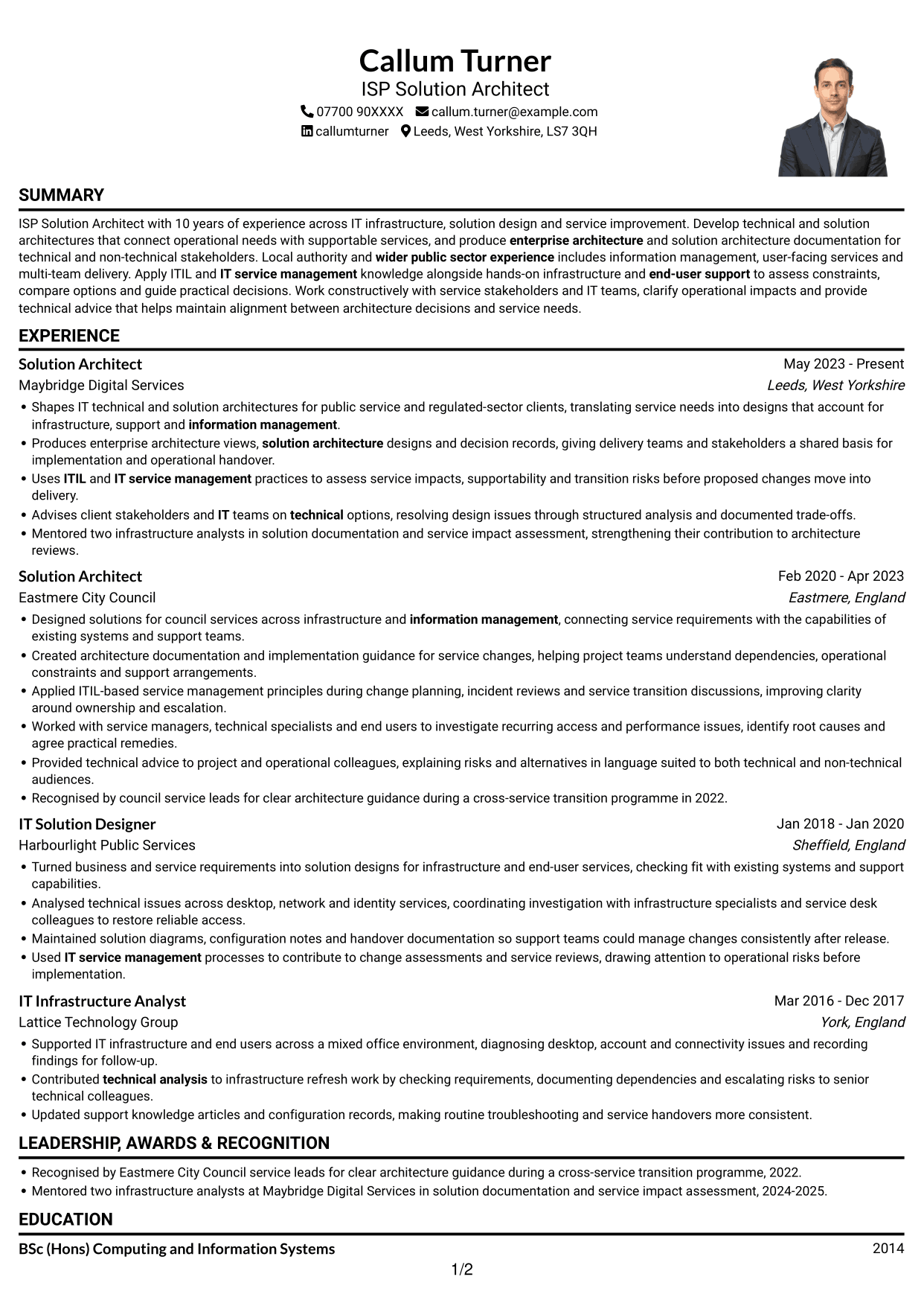 CV example — page 1