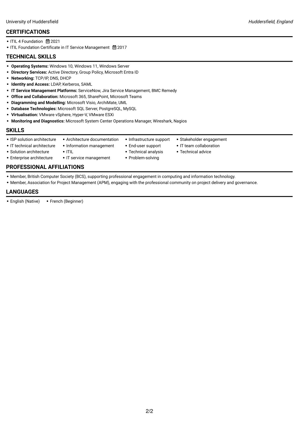 CV example — page 2
