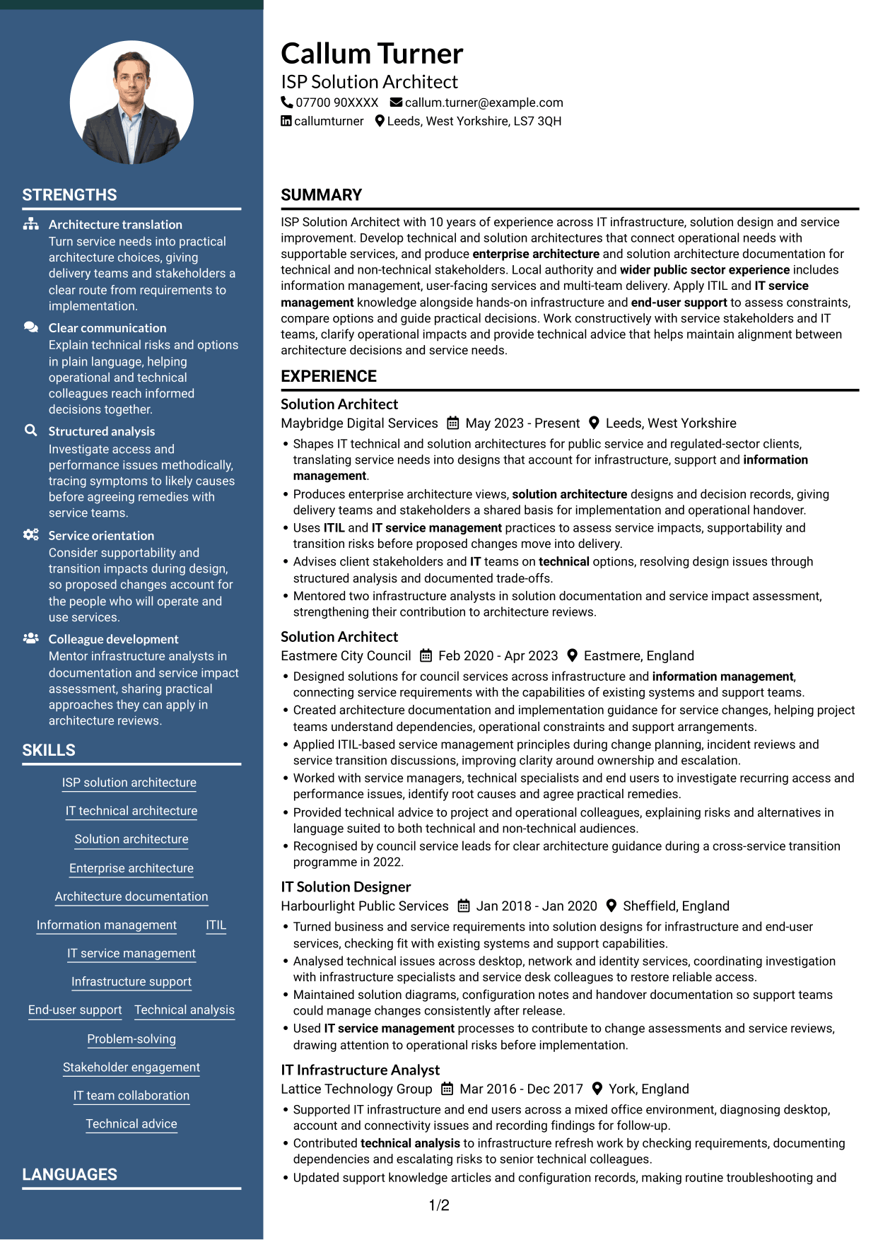 CV example — page 1