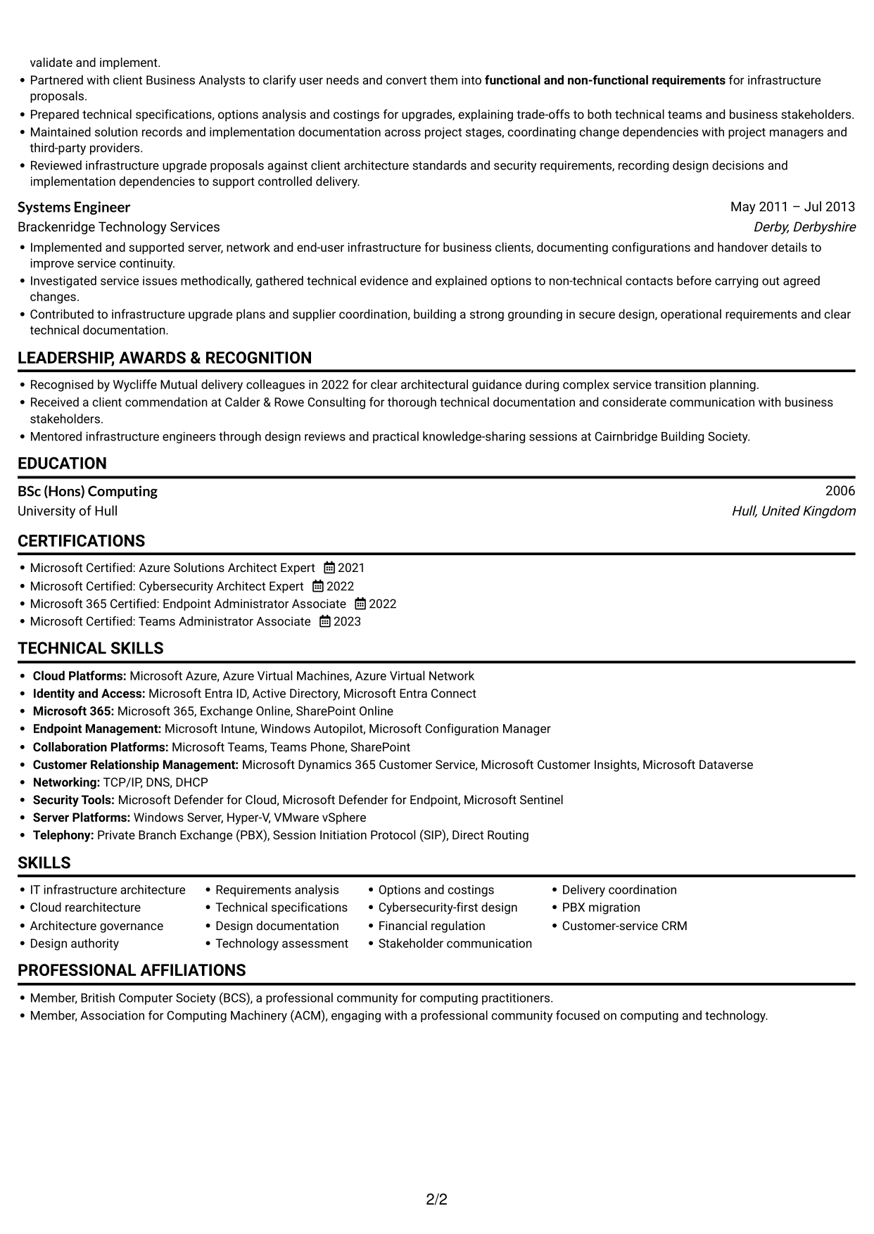 CV example — page 2