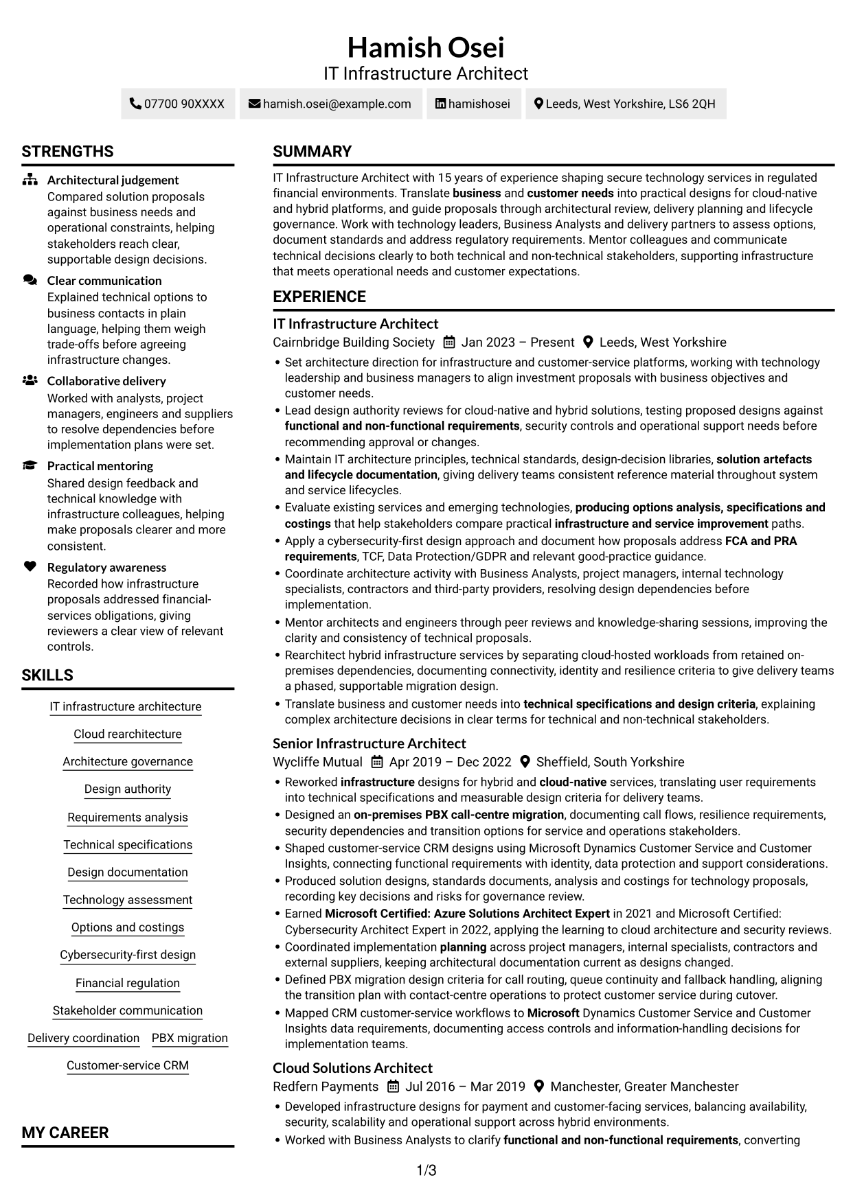 CV example — page 1