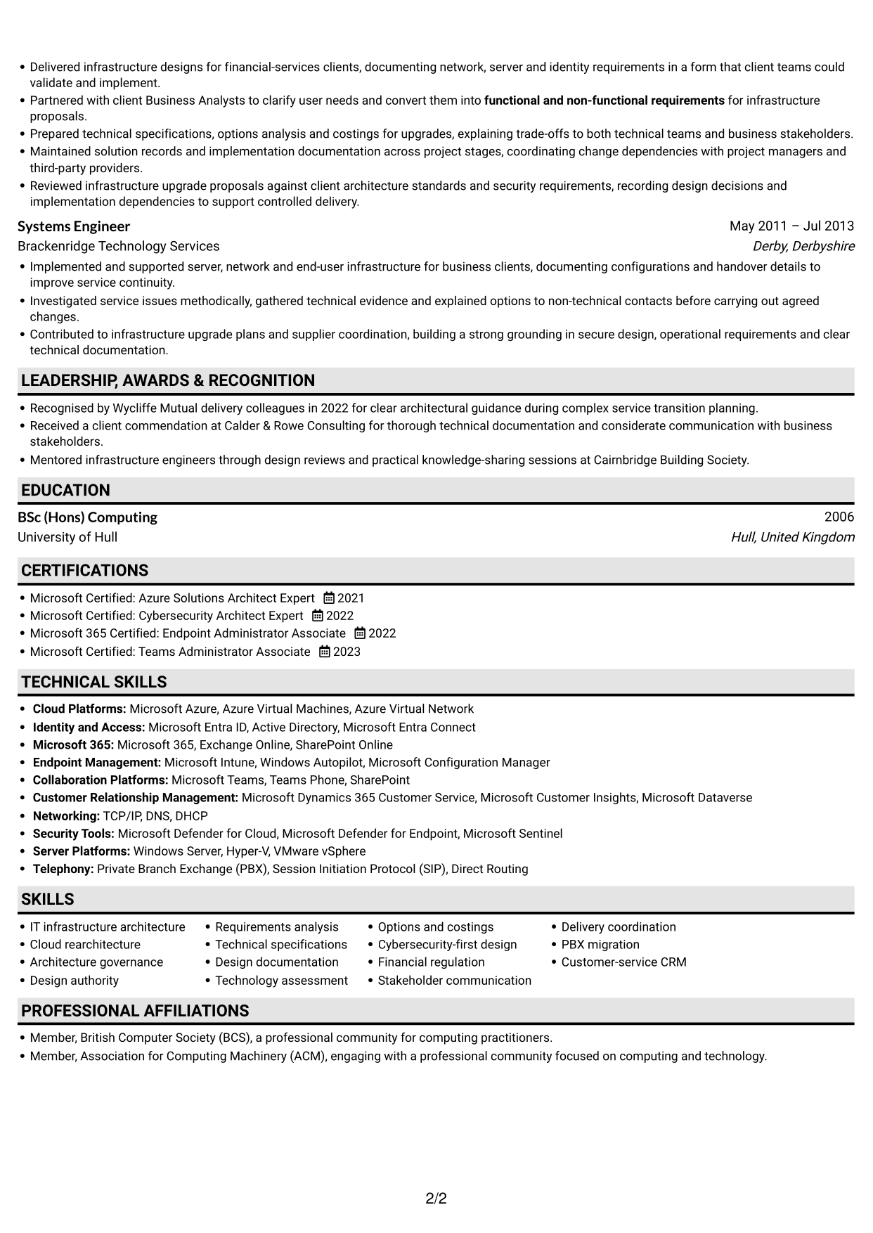 CV example — page 2