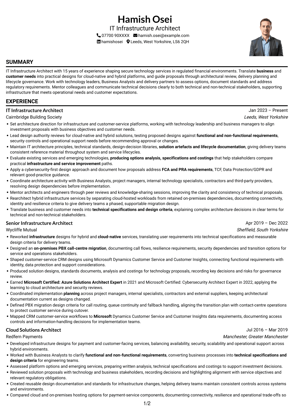 CV example — page 1