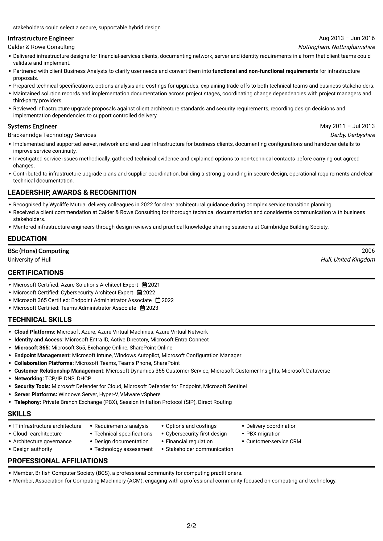 CV example — page 2