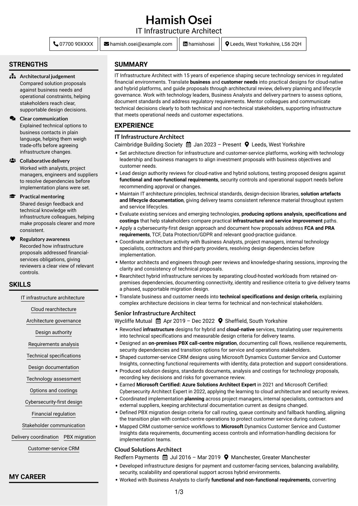CV example — page 1
