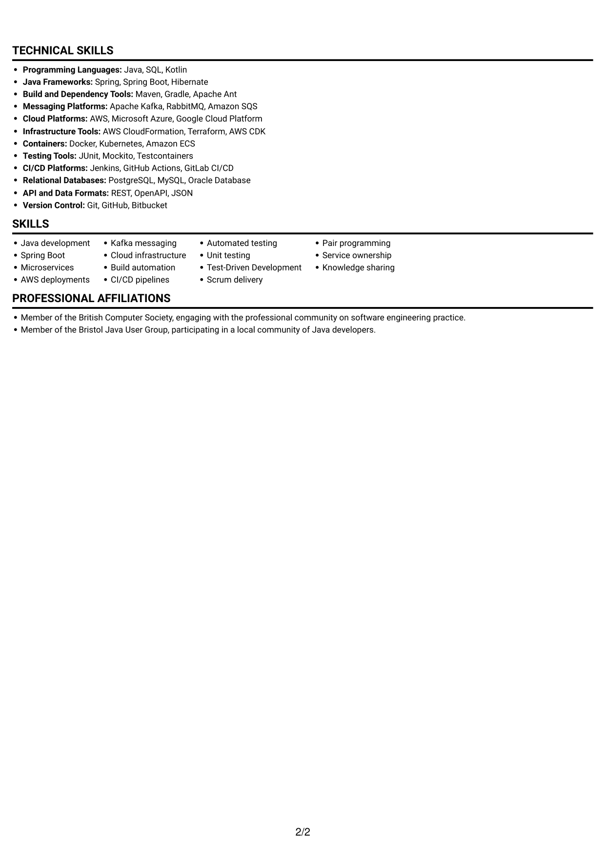 CV example — page 2
