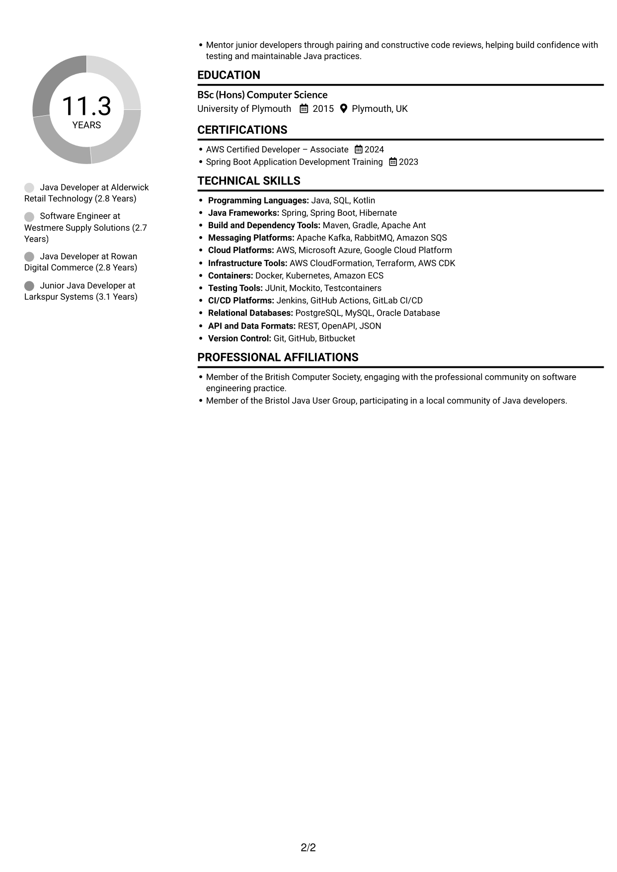 CV example — page 2