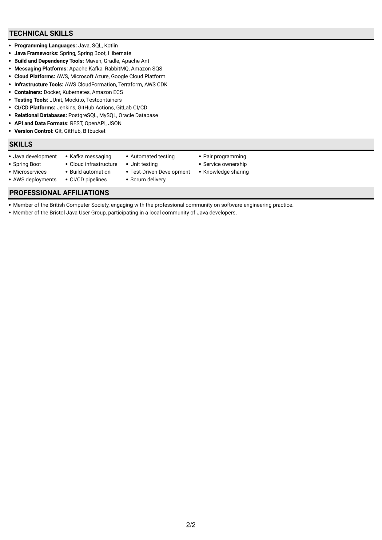 CV example — page 2