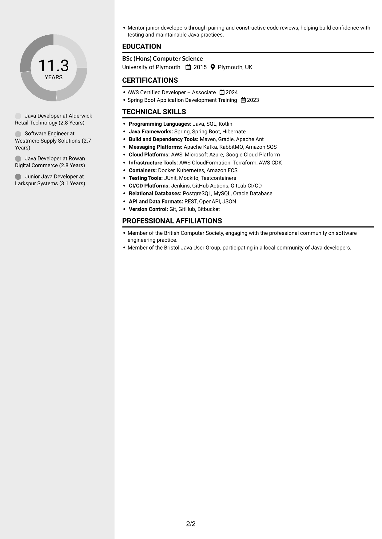 CV example — page 2