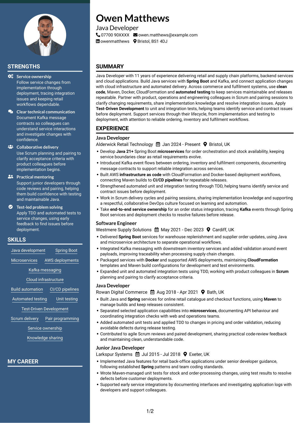 CV example — page 1
