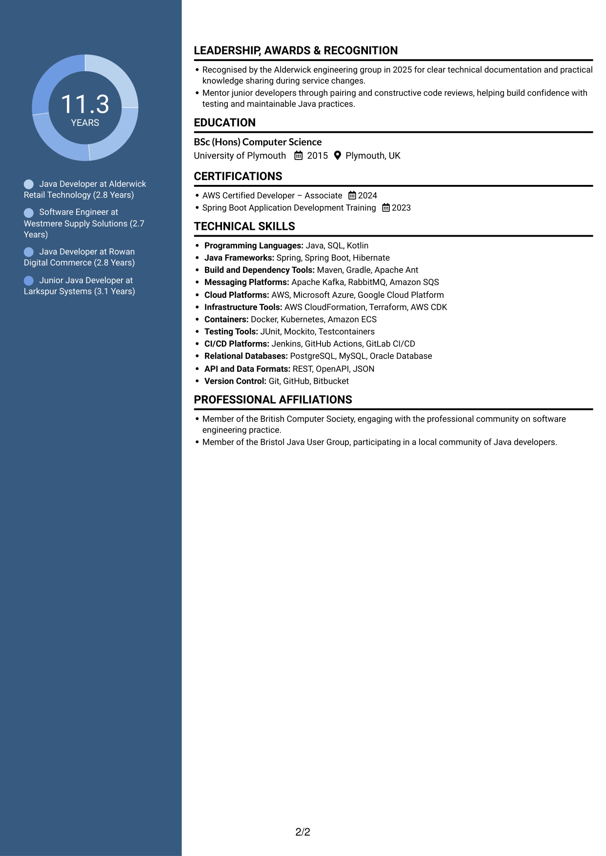 CV example — page 2