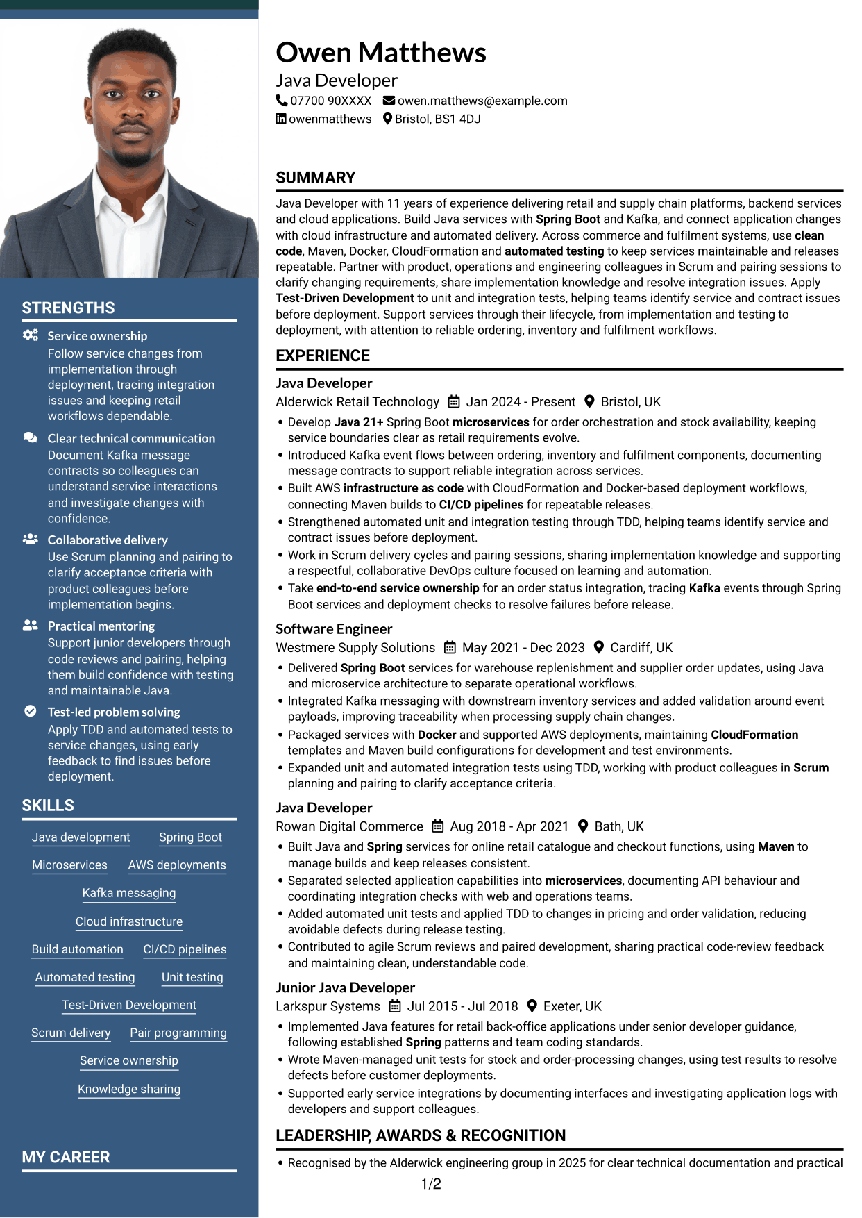 CV example — page 1